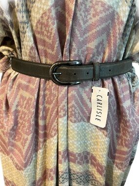 Carlisle Loden Green / Black Embossed Lizard Belt, NWT